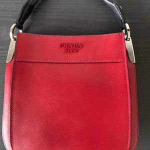 Prada, Bags, Nwt Prada Margit Canvas Leather Shoulder Bag